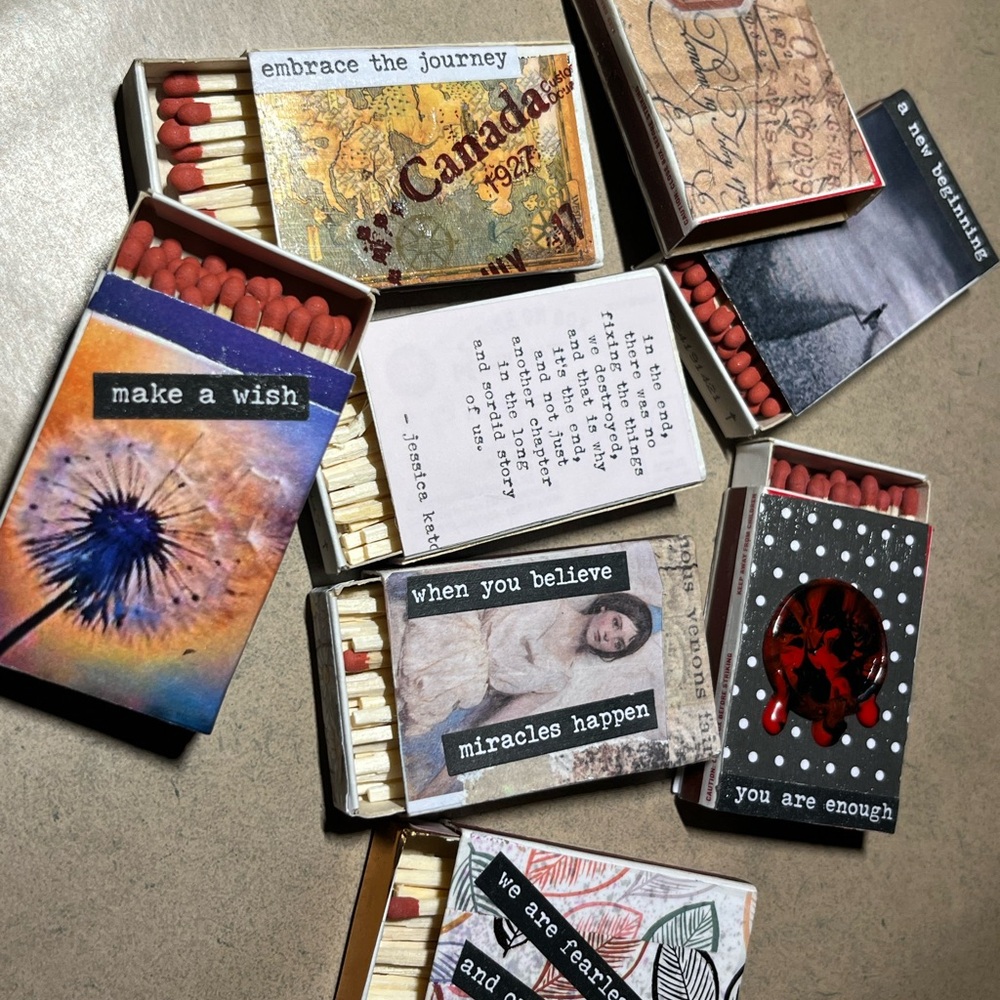 Decorative Matchbox Set with Inspirational Quotes